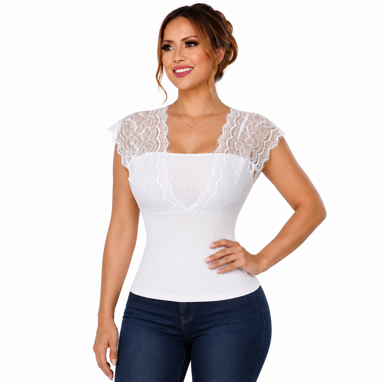 B-130-5  Blusa Sisa con Encaje Frontal
